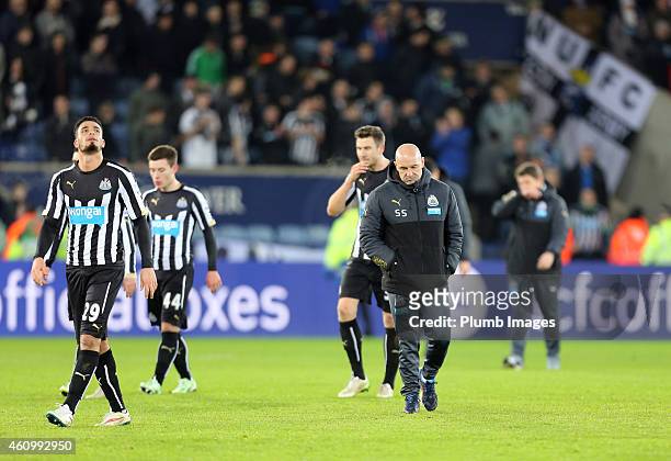 Dejected looking caretaker manager Steve Stone of Newcastle United after losing 1-0 to Leicester City in the FA Cup Third Round match between...