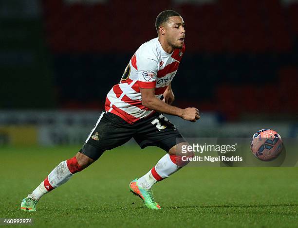 Reece Wabara of Doncaster Rovers in action during the FA Cup Third Round match between Doncaster Rovers and Bristol City at Keepmoat Stadium on...
