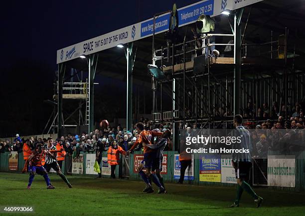 General views during the FA Cup third round match between Blyth Spartans and Birmingham City at Croft Park on January 03, 2015 in Blyth, England.