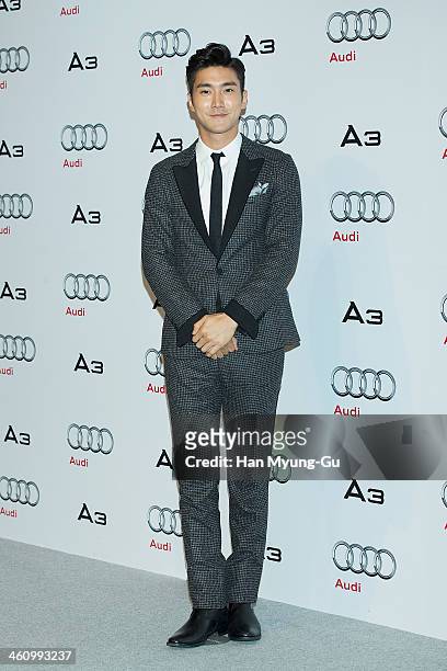 Siwon of South Korean boy band Super Junior attends the launch event for Audi's new A3 sedan on January 6, 2014 in Seoul, South Korea.