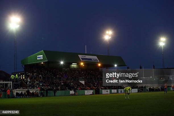 General view during the FA Cup third round match between Blyth Spartans and Birmingham City at Croft Park on January 03, 2015 in Blyth, England.