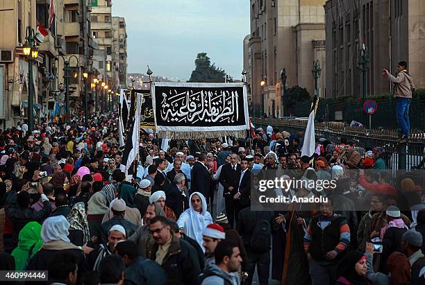 People attend the ceremony marking the 1444th anniversary of the birthday of Prophet Mohammad, Mawlid al Nabi, at Al-Hussein Mosque in Cairo, Egypt...