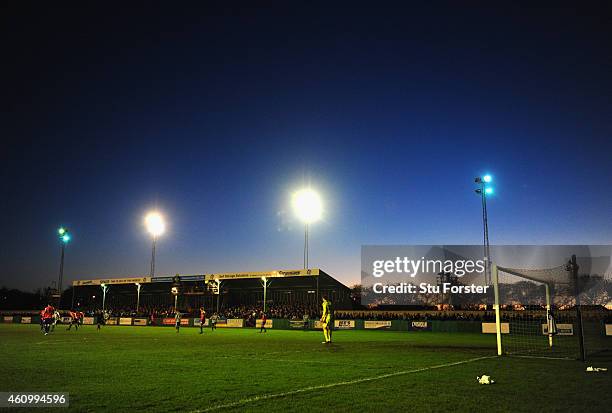 General view of Croft Park during the FA Cup Third Round match between Blyth Spartans and Birmingham City at Croft Park on January 3, 2015 in Blyth,...