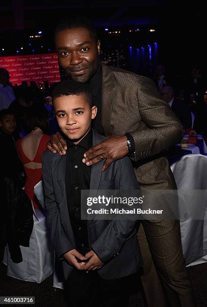 Actor David Oyelowo and Caleb Oyelowo attend the 26th Annual Palm Springs International Film Festival Awards Gala at Palm Springs Convention Center...