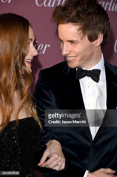 Actor Eddie Redmayne and Hannah Bagshawe attend the 26th Annual Palm Springs International Film Festival Awards Gala at Palm Springs Convention...