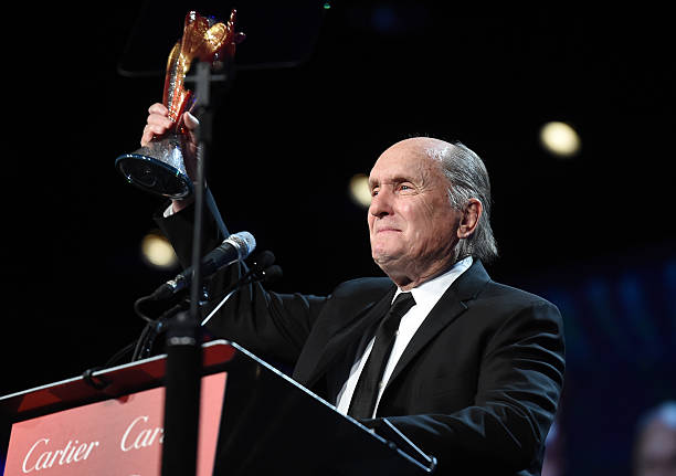 Actor Robert Duvall speaks onstage during the 26th Annual Palm Springs International Film Festival Awards Gala at Palm Springs Convention Center on...