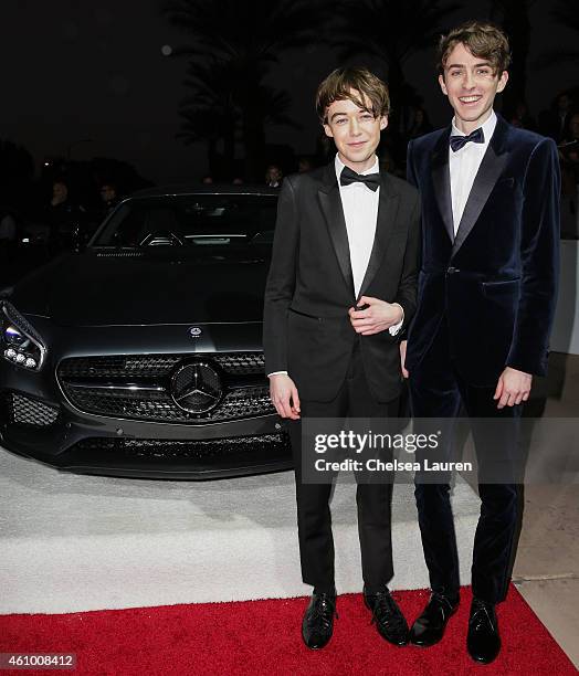 Actors Alex Lawther and Matthew Beard arrive with Mercedes-Benz at the 26th annual Palm Springs International Film Festival Awards Gala on January 3,...