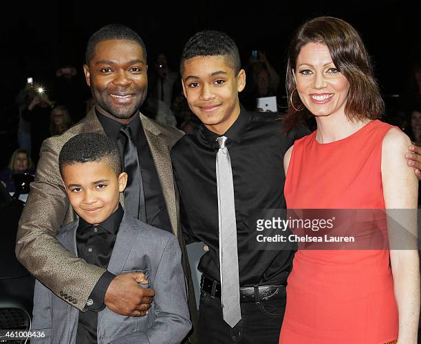 Actor David Oyelowo, Caleb Oyelowo, Asher Oyolewo and Jessica Oyelowo arrive with Mercedes-Benz at the 26th annual Palm Springs International Film...