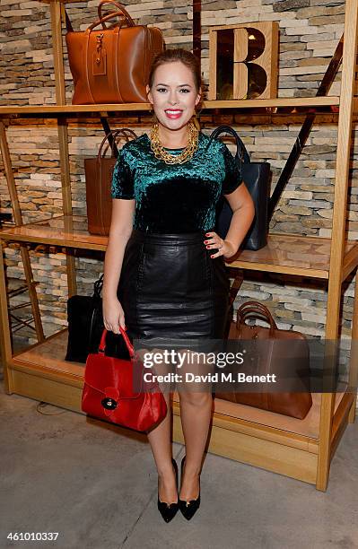 Tanya Burr attends a cocktail party hosted by Mulberry in its flagship store on New Bond Street in celebration of London Collections: Mens and...