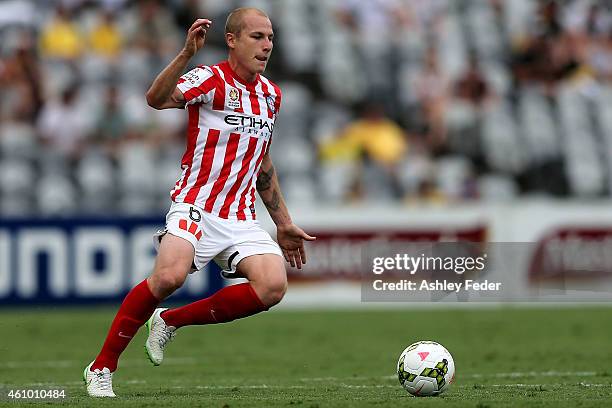 Aaron Mooy of Melbourne City controls the ball during the round 15 A-League match between the Central Coast Mariners and Melbourne City FC at Central...