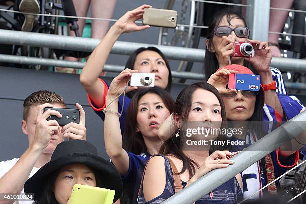 Japan supprters during the Asian Cup practice match between Japan and Auckland City on January 4, 2015 in Cessnock, Australia.