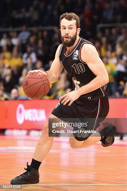 Bastian Doreth of Artland in action during the Bundesliga basketball game between Basketball Loewen Braunschweig and Artland Dragons on January 3,...