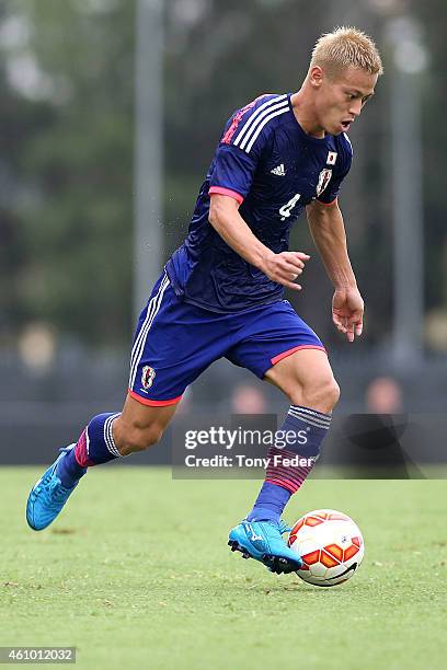 Keisuke Honda of Japan in action during the Asian Cup practice match between Japan and Auckland City on January 4, 2015 in Cessnock, Australia.