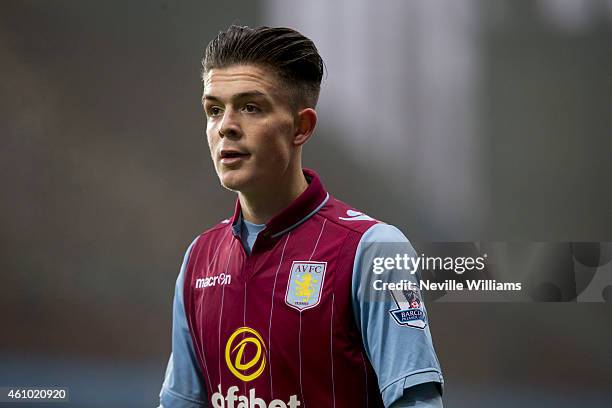 Jack Grealish of Aston Villa during the FA Cup Third Round match between Aston Villa and Blackpool at Villa Park on January 04, 2015 in Birmingham,...