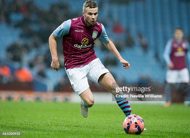 Tom Cleverley of Aston Villa during the FA Cup Third Round match between Aston Villa and Blackpool at Villa Park on January 04, 2015 in Birmingham,...