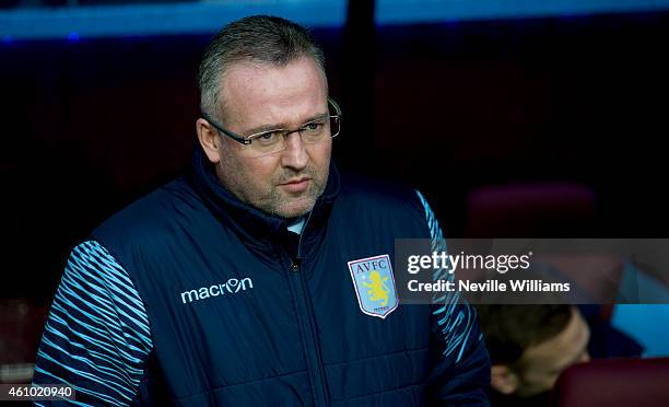 Paul Lambert manager of Aston Villa during the FA Cup Third Round match between Aston Villa and Blackpool at Villa Park on January 04, 2015 in...