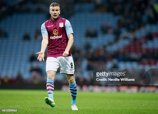 Tom Cleverley of Aston Villa during the FA Cup Third Round match between Aston Villa and Blackpool at Villa Park on January 04, 2015 in Birmingham,...