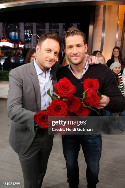 Juan Pablo Galavis and Chris Harrison of Walt Disney Television via Getty Images's "The Bachelor" are guests on "Good Morning America," 1/6/14,...