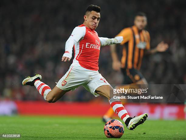 Alexis Sanchez of Arsenal during the FA Cup Third Round match between Arsenal and Hull City at Emirates Stadium on January 4, 2015 in London, England.