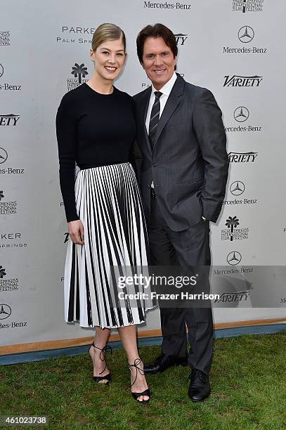 Actress Rosamund Pike and honoree Rob Marshall attend Variety's Creative Impact Awards and "10 Directors To Watch" brunch presented by Mercedes Benz...