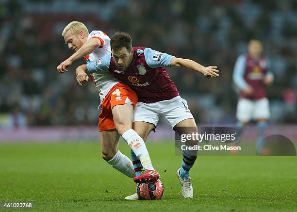 Joe Cole of Aston Villa in action during the FA Cup Third Round Match between Aston Villa and Blackpool at Villa Park on January 4, 2015 in...