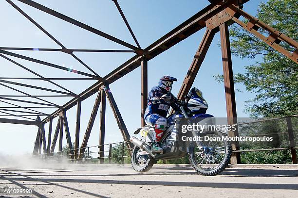 Alessandro Botturi of Italy riding for Yamaha factory Racing Team Yamalub competes during day 1 of the Dakar Rallly on January 4, 2015 between Buenos...