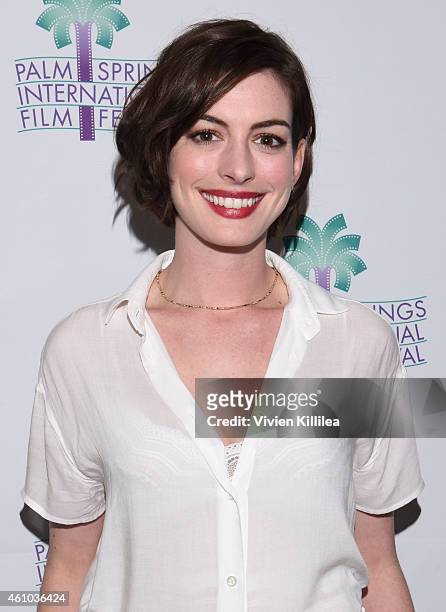 Actress Anne Hathaway attends a screening of "Song One" at the 26th Annual Palm Springs International Film Festival Film - Day 3 Film Screenings &...
