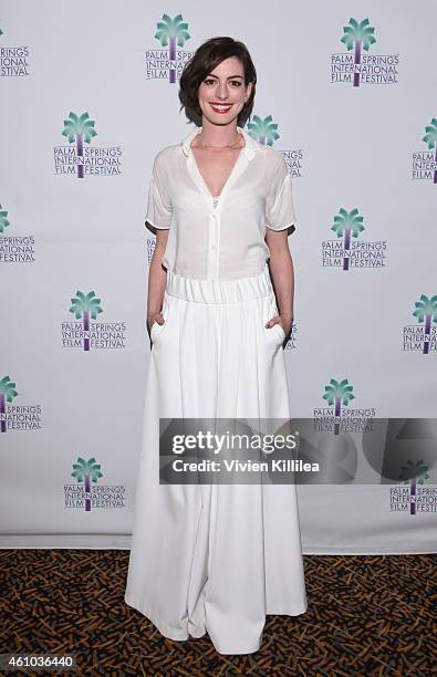 Actress Anne Hathaway attends a screening of "Song One" at the 26th Annual Palm Springs International Film Festival Film - Day 3 Film Screenings &...