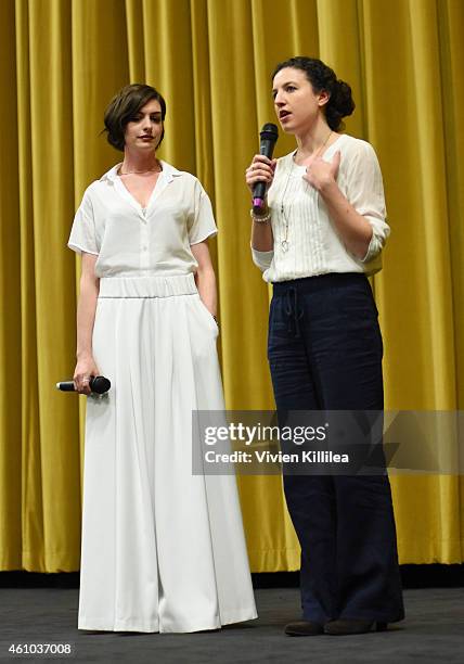 Actress Anne Hathaway and director Kate Barker-Froyland do a Q&A after a screening of "Song One" at the 26th Annual Palm Springs International Film...