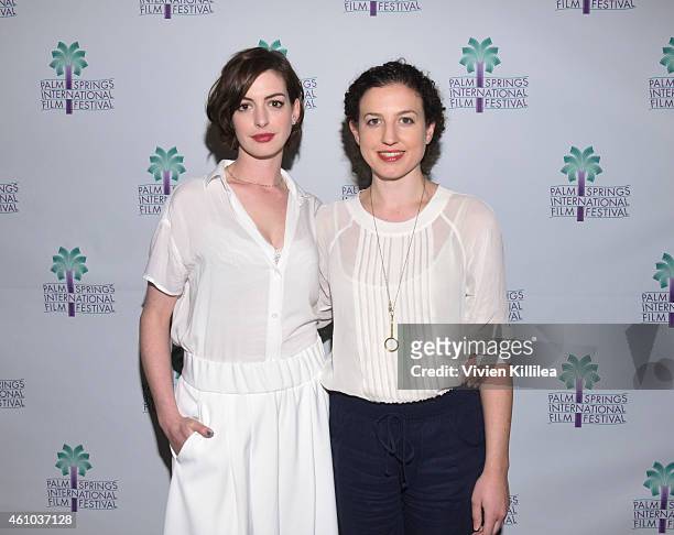 Actress Anne Hathaway and director Kate Barker-Froyland attend a screening of "Song One" at the 26th Annual Palm Springs International Film Festival...