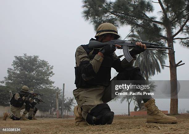 Pakistani Security Force patrol along the Pakistan-India border area of Wagah. The Indian Border Security Force allegedly again resorted to...