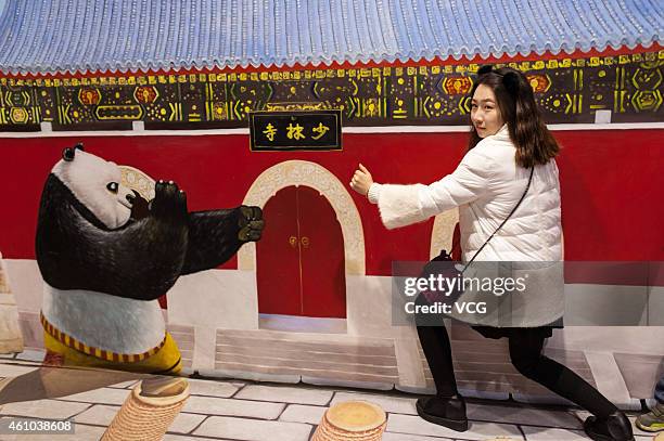 Trick Art Gallery near Peoples Square shows to public on December 27, 2014 in Shanghai, China. A 3D Trick Art Gallery exhibited various 3D artistic...