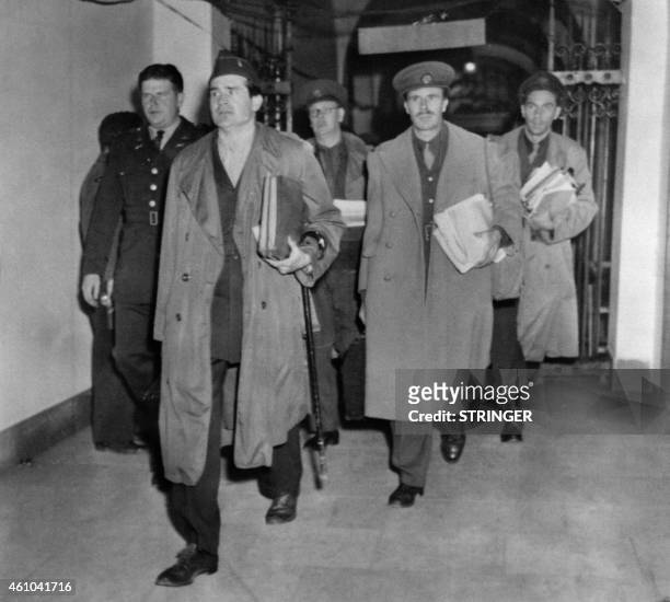 Reporters, American Kingsbury Smith of the International News Service, Britons Basil Gingel of The Exchange Telegraph and Selkirk Panton of the Daily...