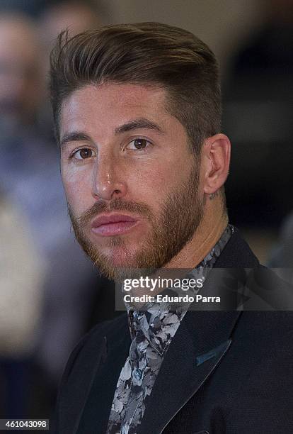 Soccer player Sergio Ramos attends 'Ningun Nino Sin Regalo' Campaign presentation at Estadio Santiago Bernabeu on January 5, 2015 in Madrid, Spain.