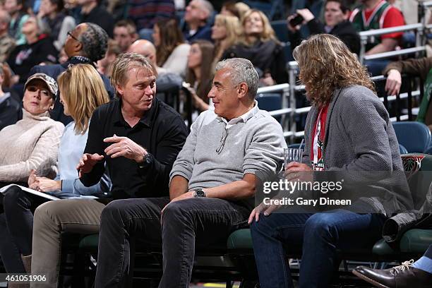 Milwaukee Bucks owners Wes Edens and Marc Lasry on January 2, 2015 at the BMO Harris Bradley Center in Milwaukee, Wisconsin. NOTE TO USER: User...