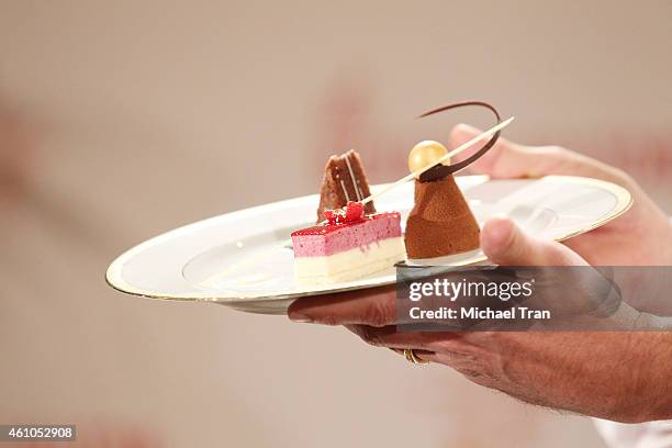 Executive Pastry Chef Thomas Henzi attends The Beverly Hilton reveal the menu for The 72nd Annual Golden Globe Awards held at The Beverly Hilton...