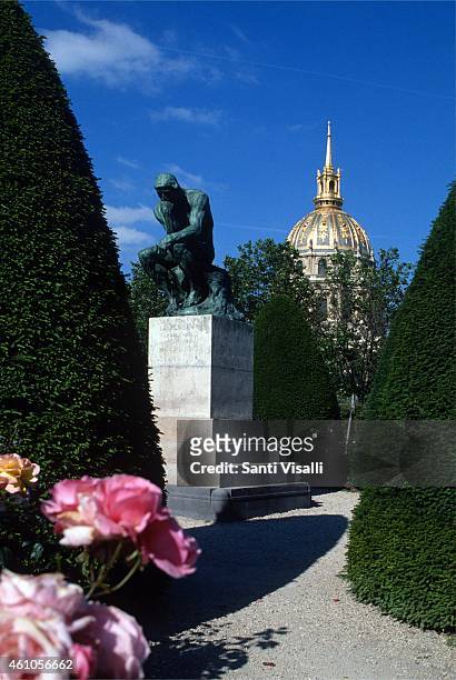 Garden at the Rodin Museum with Thinker on May 28, 1997 in Paris France.