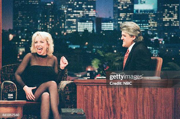 Episode 916 -- Pictured: Actress Brett Butler during an interview with host Jay Leno on May 6, 1996 --