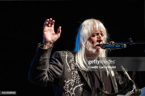 Edgar Winter performing with ' The Edgar Winter Group ' at the Civic Auditorium in Colorado Springs, Colorado on December 31, 2014.