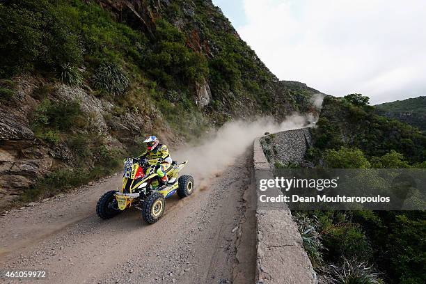 Ignacio Casale of Chile for for Tamarugal XC Rally team Raptor 700 Yamaha competes during day 2 of the Dakar Rallly on January 5, 2015 between Villa...