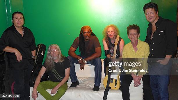 September 19: The Waddy Wachtel band Al Ortiz, Phil Jones, Bernard Fowler, Waddy Wachtel, Blondie Chaplin, and Ron Dziubla poses for a portrait...