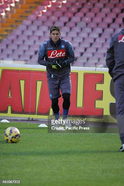 Rafael Cabral Barbosa during the open door first training session of 2015 which is attended by about 25,000 fans in the San Paolo stadium.