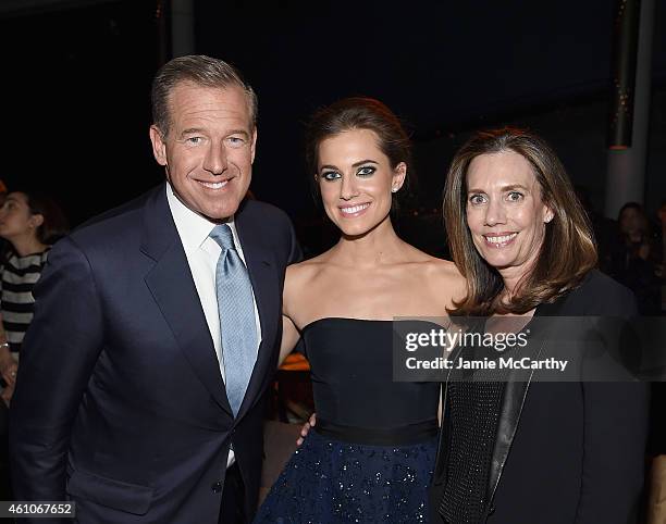 Brian Williams, Allison Williams and Jane Stoddard Williams attend the "Girls" season four series premiere after party at The Museum of Natural...