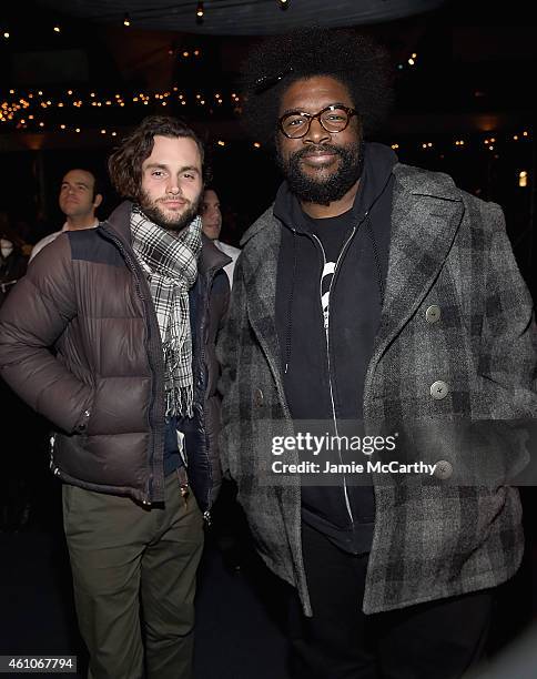 Penn Badgley and Ahmir 'Questlove' Thompson attend the "Girls" season four series premiere after party at The Museum of Natural History on January 5,...