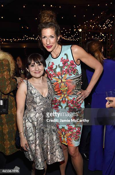 Lucy DeVito and Alysia Reiner attend the "Girls" season four series premiere after party at The Museum of Natural History on January 5, 2015 in New...