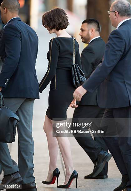 Anne Hathaway is seen at 'Jimmy Kimmel Live' on January 05, 2015 in Los Angeles, California.