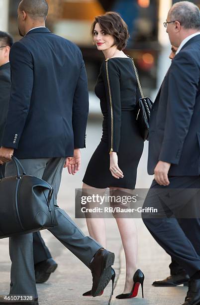 Anne Hathaway is seen at 'Jimmy Kimmel Live' on January 05, 2015 in Los Angeles, California.