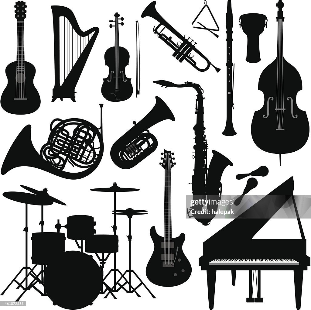 White Vector Instruments Music Instrument Clipart Black And White