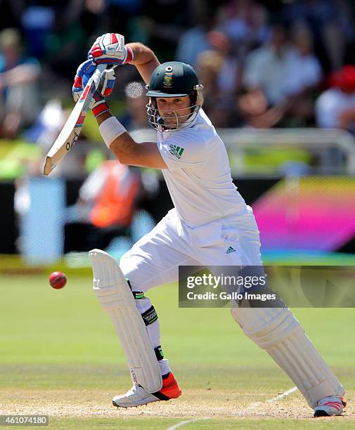 Dean Elgar of South Africa in action during day 5 of the 3rd Test between South Africa and West Indies at Sahara Park Newlands on January 06, 2015 in...