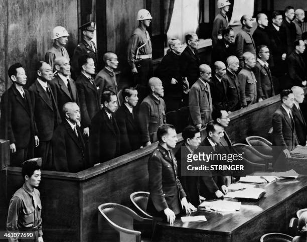 General view dated on November 19, 1948 of the International Military Tribunal in Tokyo, where Japanese general Hideki Tojo is accused of war crimes....